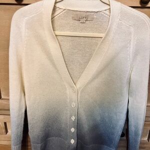 LOFT Women's Gradient Cardigan - Cream and Blue